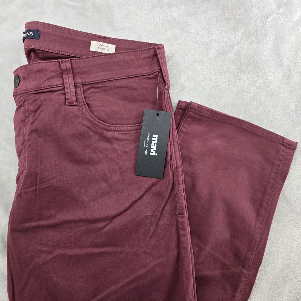 Mavi Zach‎ Pants Mens 38x32 Burgundy Decadent Choco Twill Straight Leg NEW